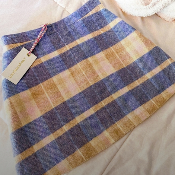 Love Shack Fancy Orson Plaid Wool Mini Skirt Size 2 NWT - Picture 3 of 5